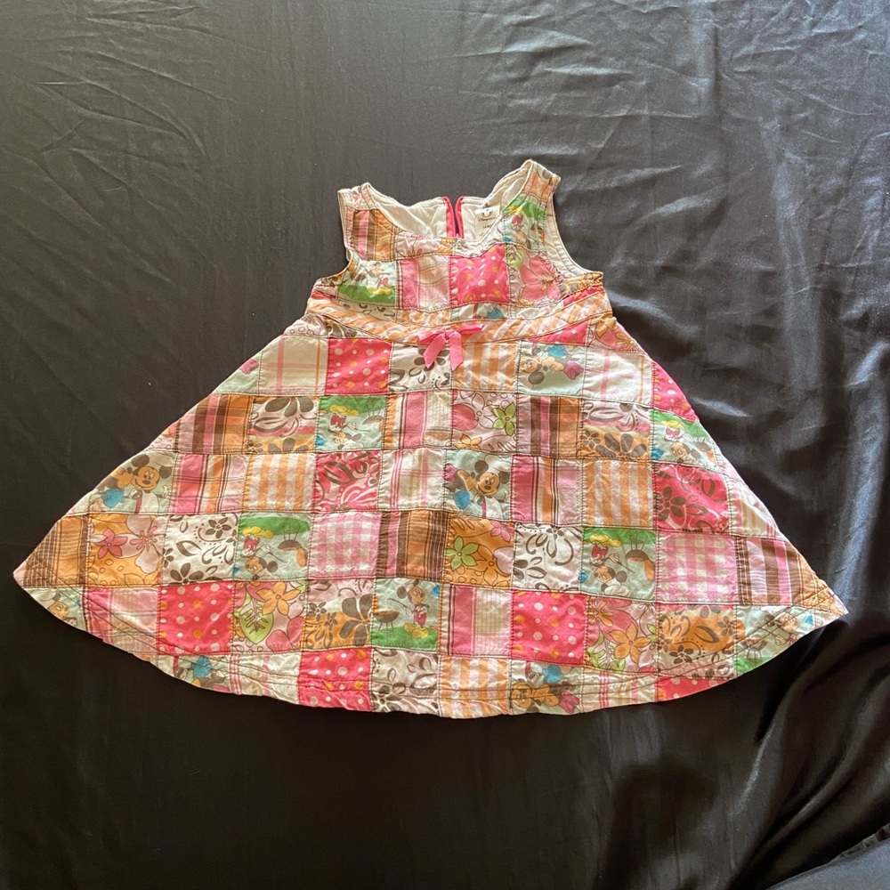 Disney Patchwork Kids Dress - Pink, Orange, Brown
